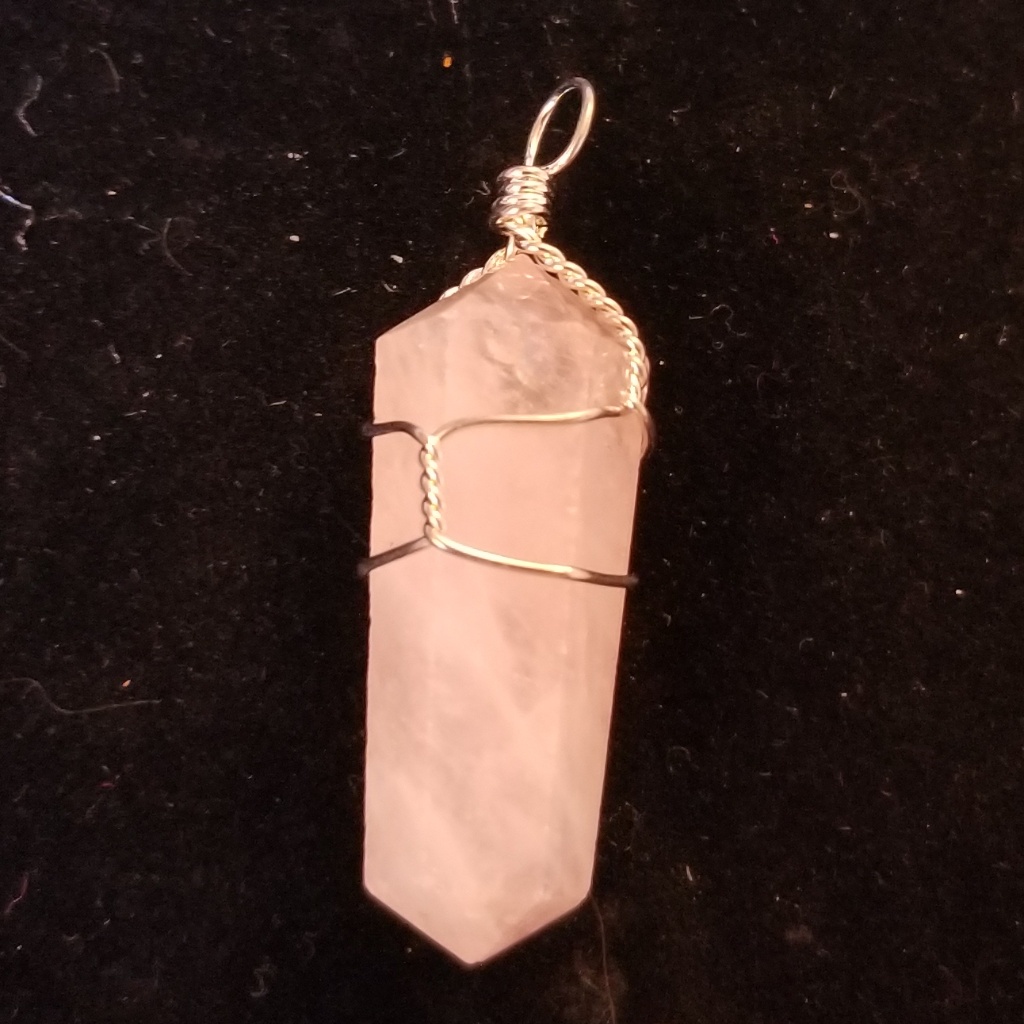 Nwt Pink Quartz Sterling Wirewrap Pendnt
